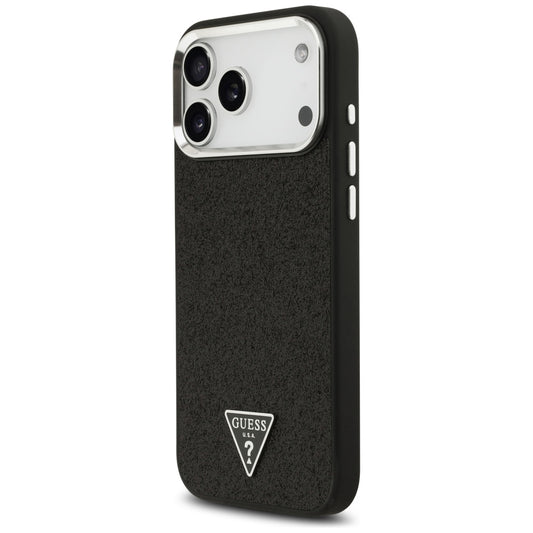Калъф MagSafe за Apple iPhone 18 Pro Max / 17 Pro Max, Guess, Glitter Triangle Logo, Черен