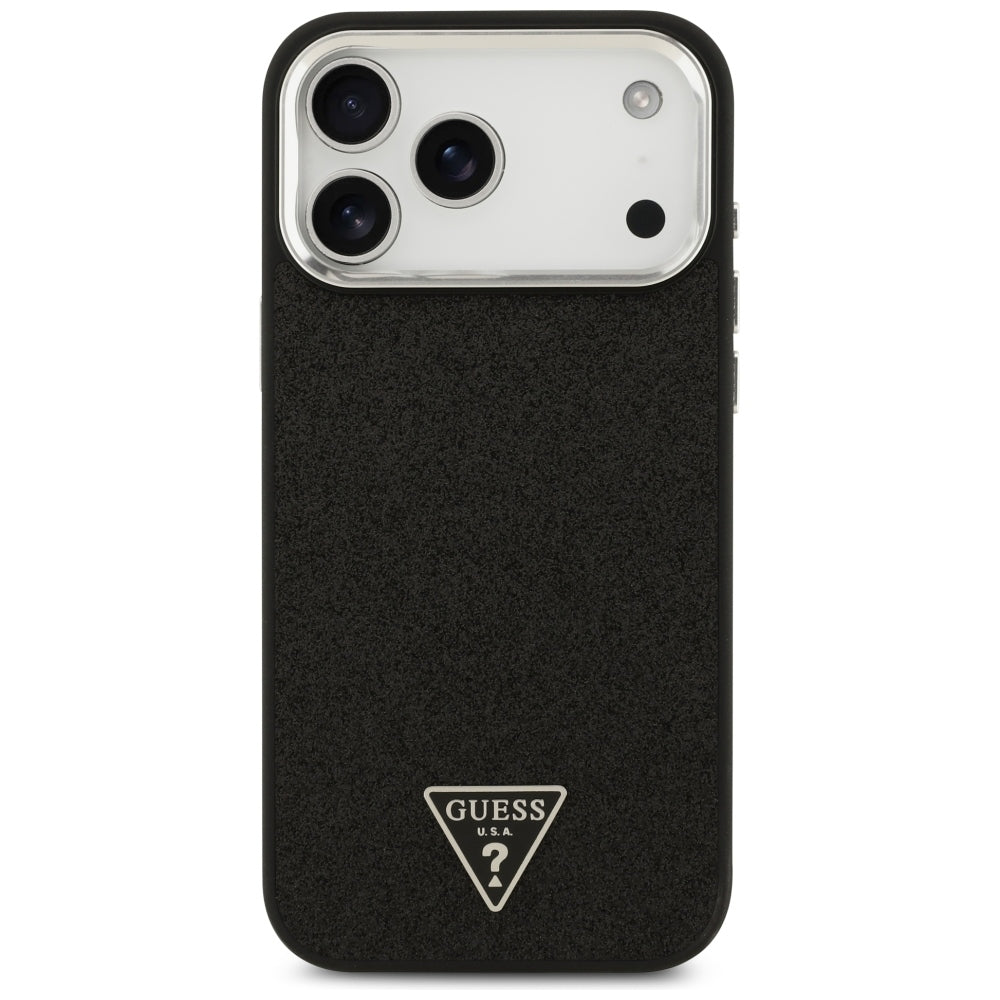 Калъф MagSafe за Apple iPhone 18 Pro Max / 17 Pro Max, Guess, Glitter Triangle Logo, Черен