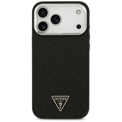 Калъф MagSafe за Apple iPhone 18 Pro Max / 17 Pro Max, Guess, Glitter Triangle Logo, Черен