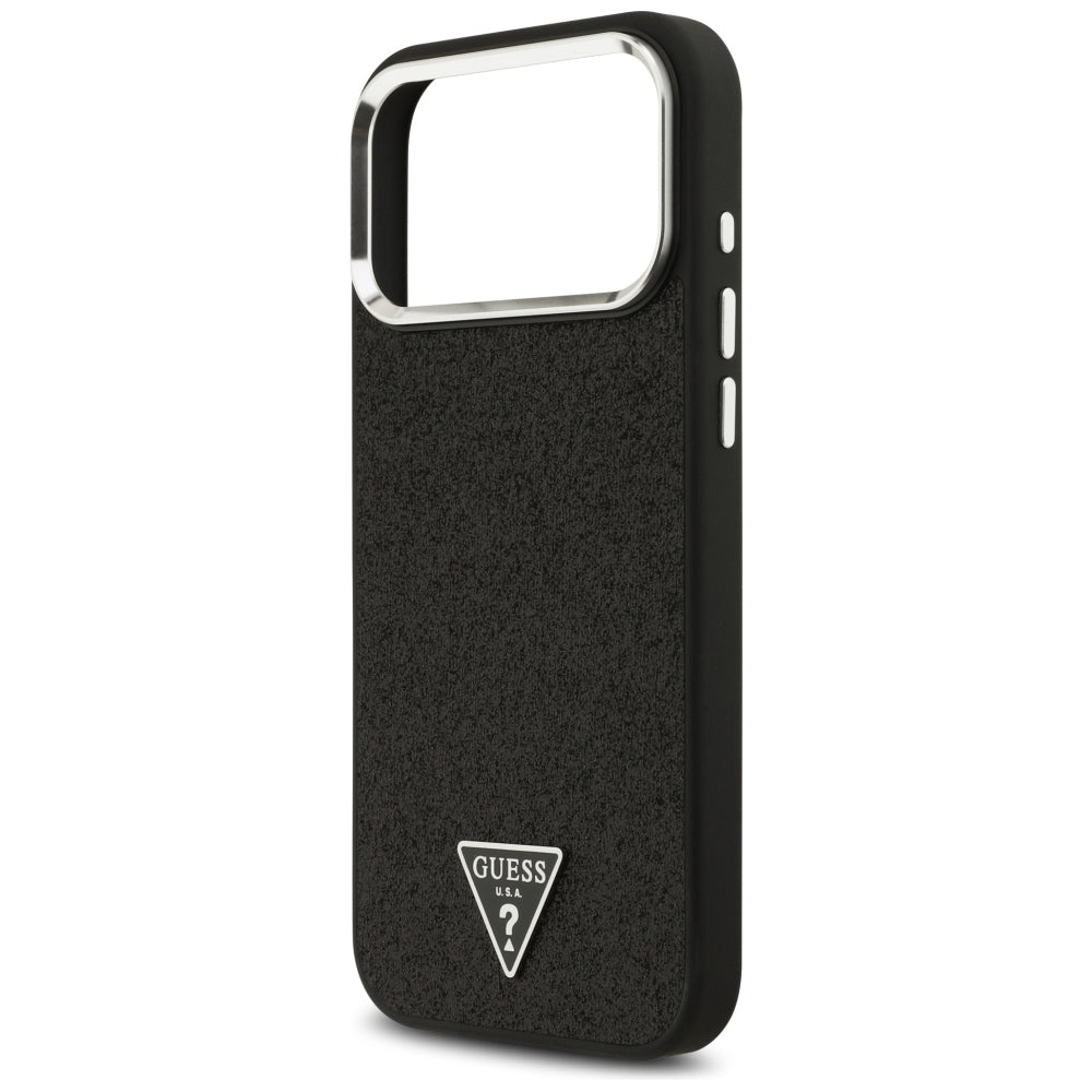 Калъф MagSafe за Apple iPhone 18 Pro Max / 17 Pro Max, Guess, Glitter Triangle Logo, Черен