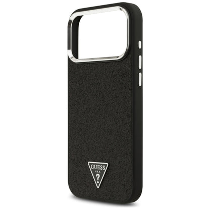 Калъф MagSafe за Apple iPhone 18 Pro Max / 17 Pro Max, Guess, Glitter Triangle Logo, Черен