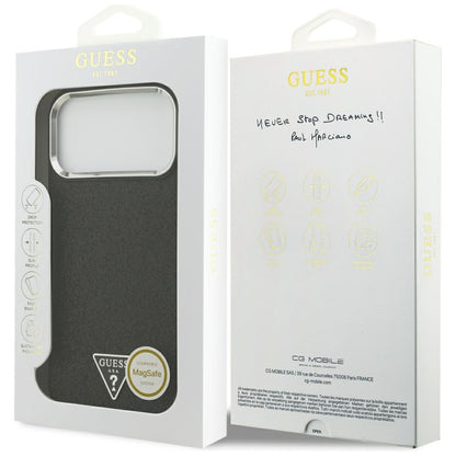 Калъф MagSafe за Apple iPhone 18 Pro Max / 17 Pro Max, Guess, Glitter Triangle Logo, Черен