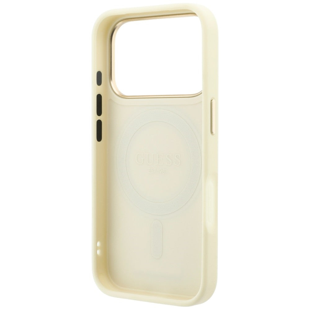 Калъф MagSafe за Apple iPhone 18 Pro Max / 17 Pro Max, Guess, Grained Ring Stand 360 Classic, Бежов