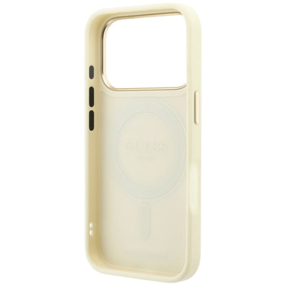 Калъф MagSafe за Apple iPhone 18 Pro Max / 17 Pro Max, Guess, Grained Ring Stand 360 Classic, Бежов