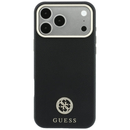 MagSafe Case for Apple iPhone 18 Pro Max / 17 Pro Max, Guess, Grained Round Strass Logo, Black