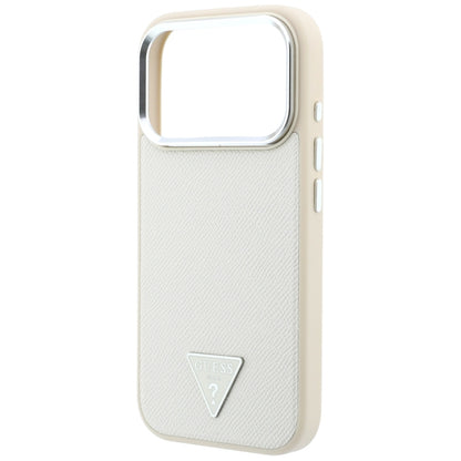 Калъф MagSafe за Apple iPhone 18 Pro Max / 17 Pro Max, Guess, Гранулирано триъгълно лого, Бежов