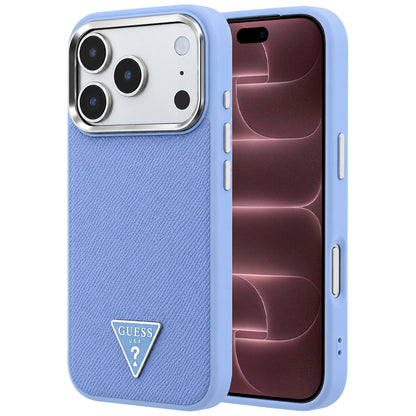 MagSafe Case for Apple iPhone 18 Pro Max / 17 Pro Max, Guess, Grained Triangle Logo, Blue