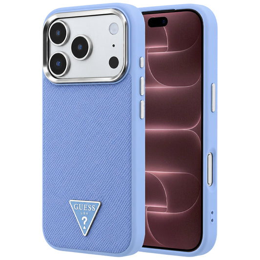Калъф MagSafe за Apple iPhone 18 Pro Max / 17 Pro Max, Guess, Grained Triangle Logo, Bleu