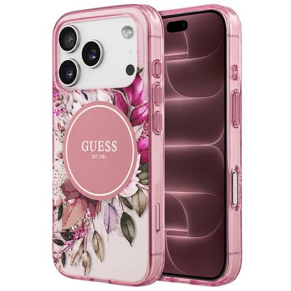 MagSafe Case for Apple iPhone 18 Pro Max / 17 Pro Max, Guess, IML Flower & Tonal Circle, Pink