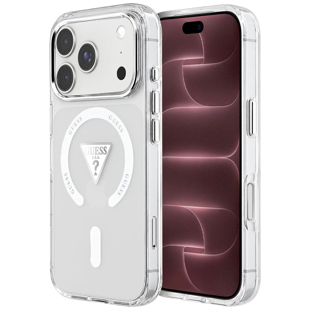 Калъф MagSafe за Apple iPhone 18 Pro Max / 17 Pro Max, Guess, IML Gradient Triangle Logo, прозрачен