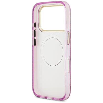 Калъф MagSafe за Apple iPhone 18 Pro Max / 17 Pro Max, Guess, IML Metal Glitter Flowers Triangle, лилав