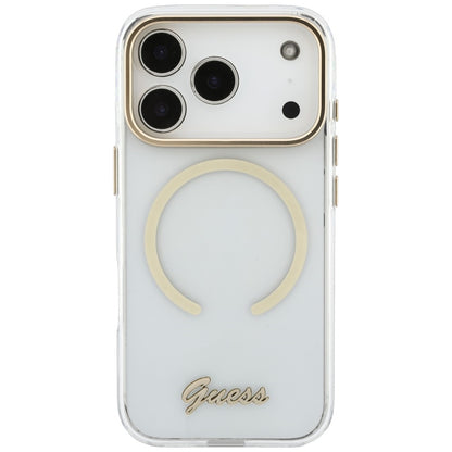 MagSafe Case for Apple iPhone 18 Pro Max / 17 Pro Max, Guess, IML Script Metal, Transparent