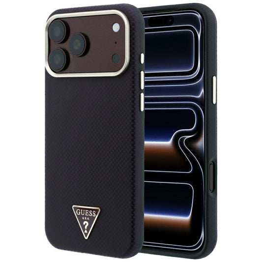 MagSafe Case for Apple iPhone 18 Pro Max / 17 Pro Max, Guess, Kevlar Triangle Logo, Burgundy