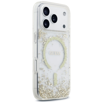Калъф MagSafe за Apple iPhone 18 Pro Max / 17 Pro Max, Guess, смолисто дъно с брокат, златист