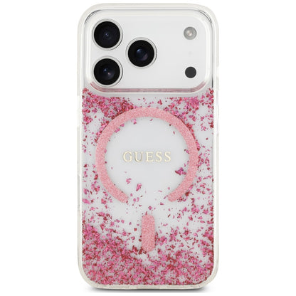 Калъф MagSafe за Apple iPhone 18 Pro Max / 17 Pro Max, Guess, Resin Bottom Glitter, Розов
