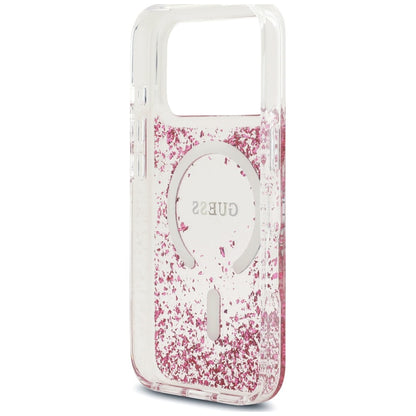Калъф MagSafe за Apple iPhone 18 Pro Max / 17 Pro Max, Guess, Resin Bottom Glitter, Розов
