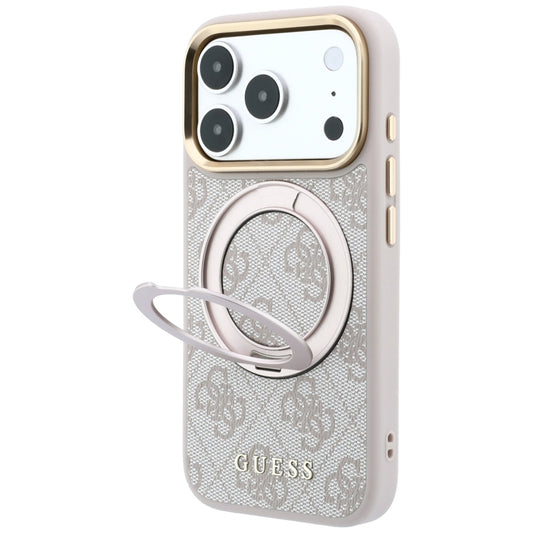 Калъф MagSafe за Apple iPhone 18 Pro Max / 17 Pro Max, Guess, Ring Stand Classic Logo, Розов