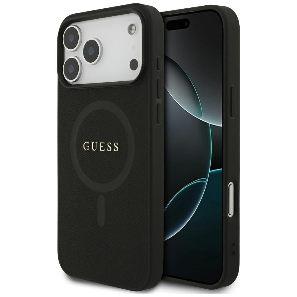 Калъф MagSafe за Apple iPhone 18 Pro Max / 17 Pro Max, Guess, Saffiano, Черен