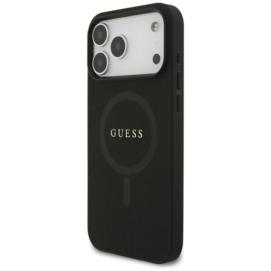 Калъф MagSafe за Apple iPhone 18 Pro Max / 17 Pro Max, Guess, Saffiano, Черен