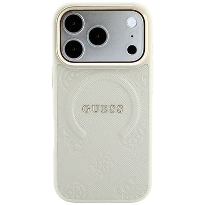 MagSafe Case for Apple iPhone 18 Pro Max / 17 Pro Max, Guess, Saffiano Peony Hot Stamp, Beige