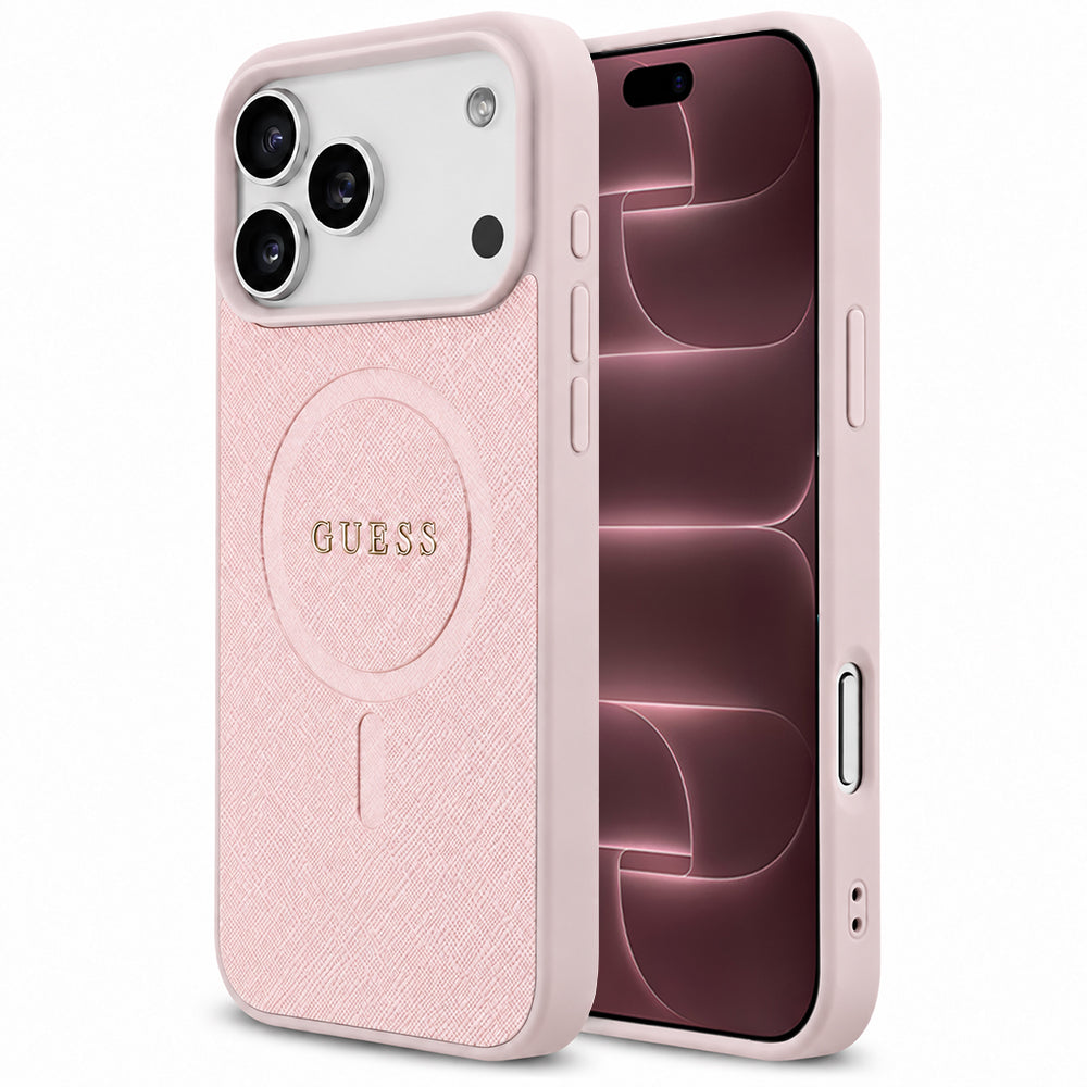 Калъф MagSafe за Apple iPhone 18 Pro Max / 17 Pro Max, Guess, Saffiano, Розов
