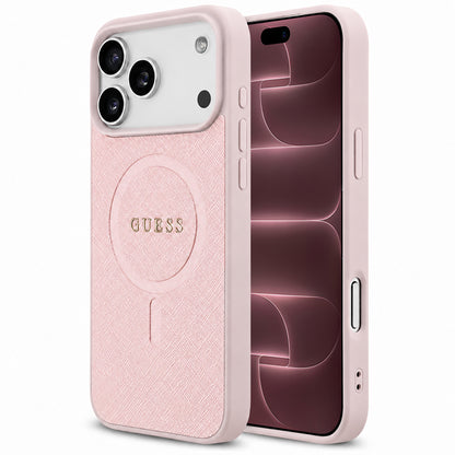 Калъф MagSafe за Apple iPhone 18 Pro Max / 17 Pro Max, Guess, Saffiano, Розов