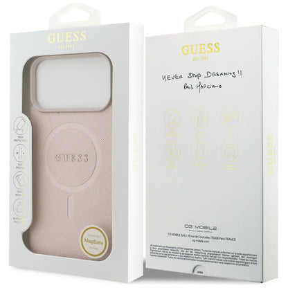 Калъф MagSafe за Apple iPhone 18 Pro Max / 17 Pro Max, Guess, Saffiano, Розов