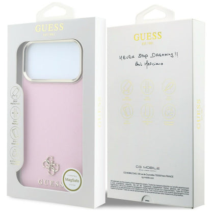 Калъф MagSafe за Apple iPhone 18 Pro Max / 17 Pro Max, Guess, Saffiano Small 4G Classic, Розов
