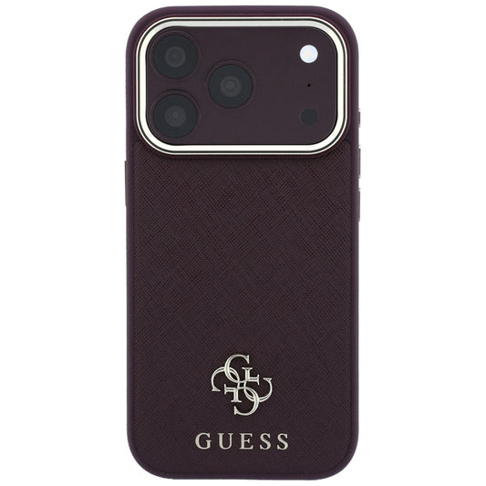 MagSafe Case for Apple iPhone 18 Pro Max / 17 Pro Max, Guess, Saffiano Small 4G Classic, Burgundy