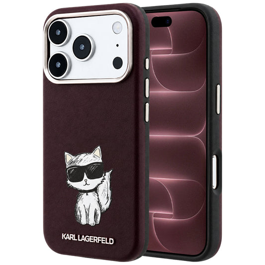 Калъф MagSafe за Apple iPhone 18 Pro Max / 17 Pro Max, Karl Lagerfeld, Choupette Sketch, Бордо
