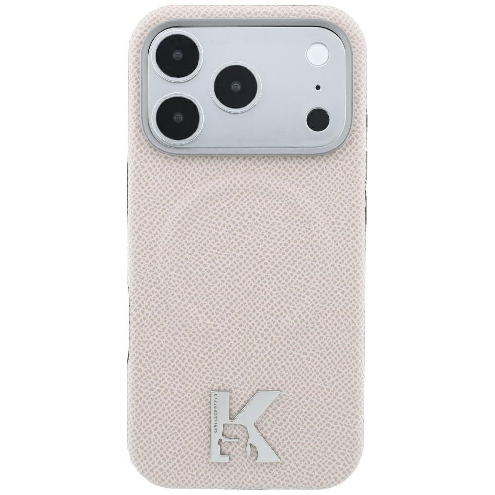 MagSafe Case for Apple iPhone 18 Pro Max / 17 Pro Max, Karl Lagerfeld, Grained Embossed Ring, Beige