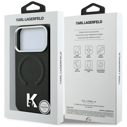 Калъф MagSafe за Apple iPhone 18 Pro Max / 17 Pro Max, Karl Lagerfeld, Grained Embossed Ring, черен