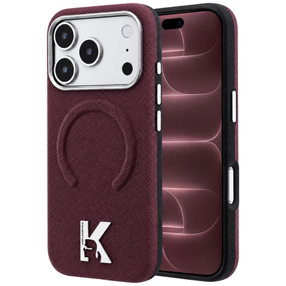 Калъф MagSafe за Apple iPhone 18 Pro Max / 17 Pro Max, Karl Lagerfeld, зърнест релефен пръстен, бордо