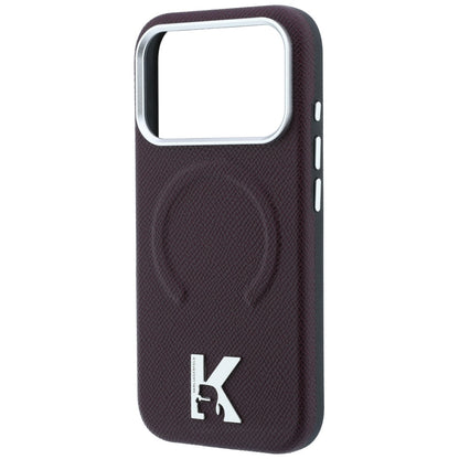 Калъф MagSafe за Apple iPhone 18 Pro Max / 17 Pro Max, Karl Lagerfeld, зърнест релефен пръстен, бордо