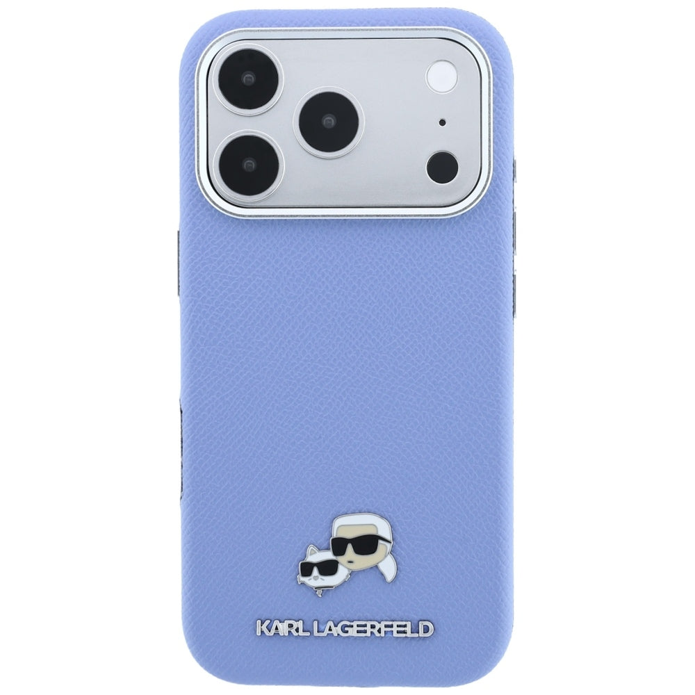 Калъф MagSafe за Apple iPhone 18 Pro Max / 17 Pro Max, Karl Lagerfeld, Grained Karl & Choupette Head's Metal, Bleu