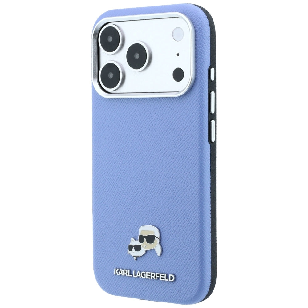 Калъф MagSafe за Apple iPhone 18 Pro Max / 17 Pro Max, Karl Lagerfeld, Grained Karl & Choupette Head's Metal, Bleu