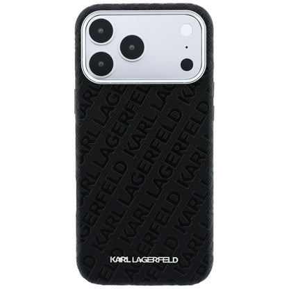 Калъф MagSafe за Apple iPhone 18 Pro Max / 17 Pro Max, Karl Lagerfeld, Лого от зърнест метал, Черен