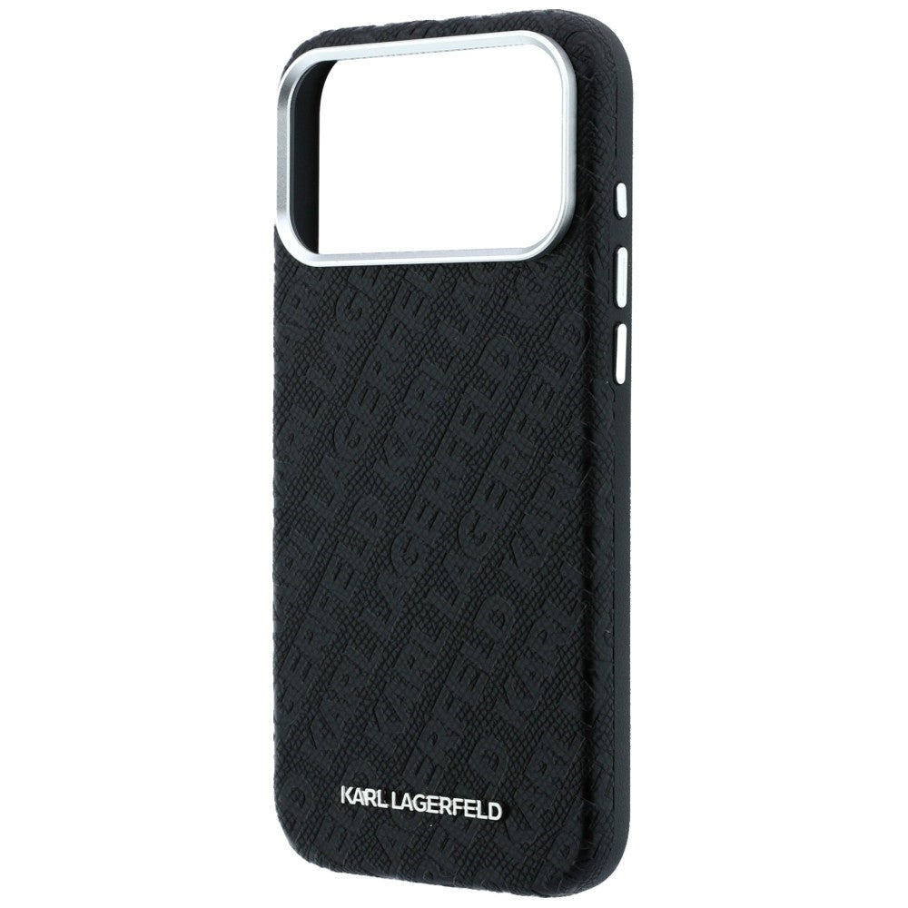 Калъф MagSafe за Apple iPhone 18 Pro Max / 17 Pro Max, Karl Lagerfeld, Лого от зърнест метал, Черен