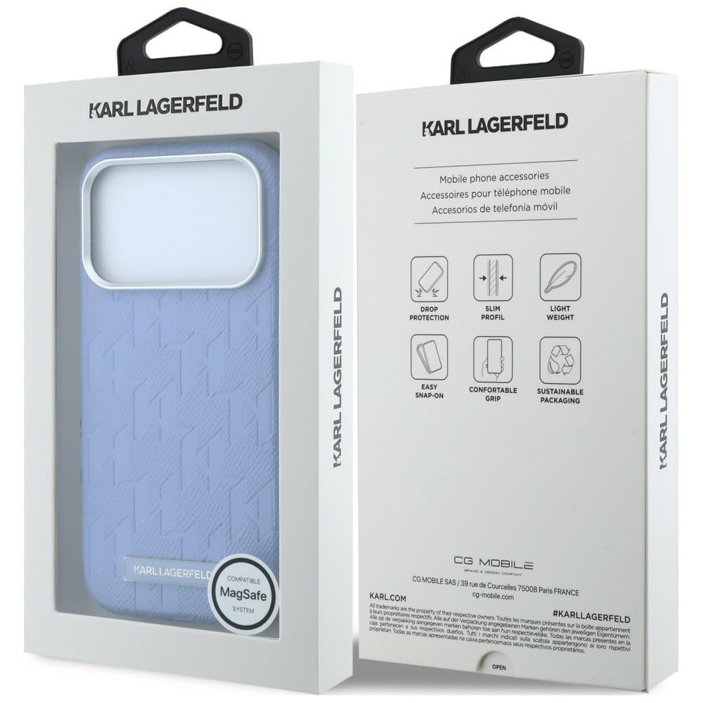 Калъф MagSafe за Apple iPhone 18 Pro Max / 17 Pro Max, Karl Lagerfeld, Grained Mono Resin Logo, Bleu