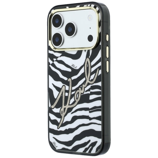 Калъф MagSafe за Apple iPhone 18 Pro Max / 17 Pro Max, Karl Lagerfeld, HC IML Signature Zebra Glitter Gold, Черен