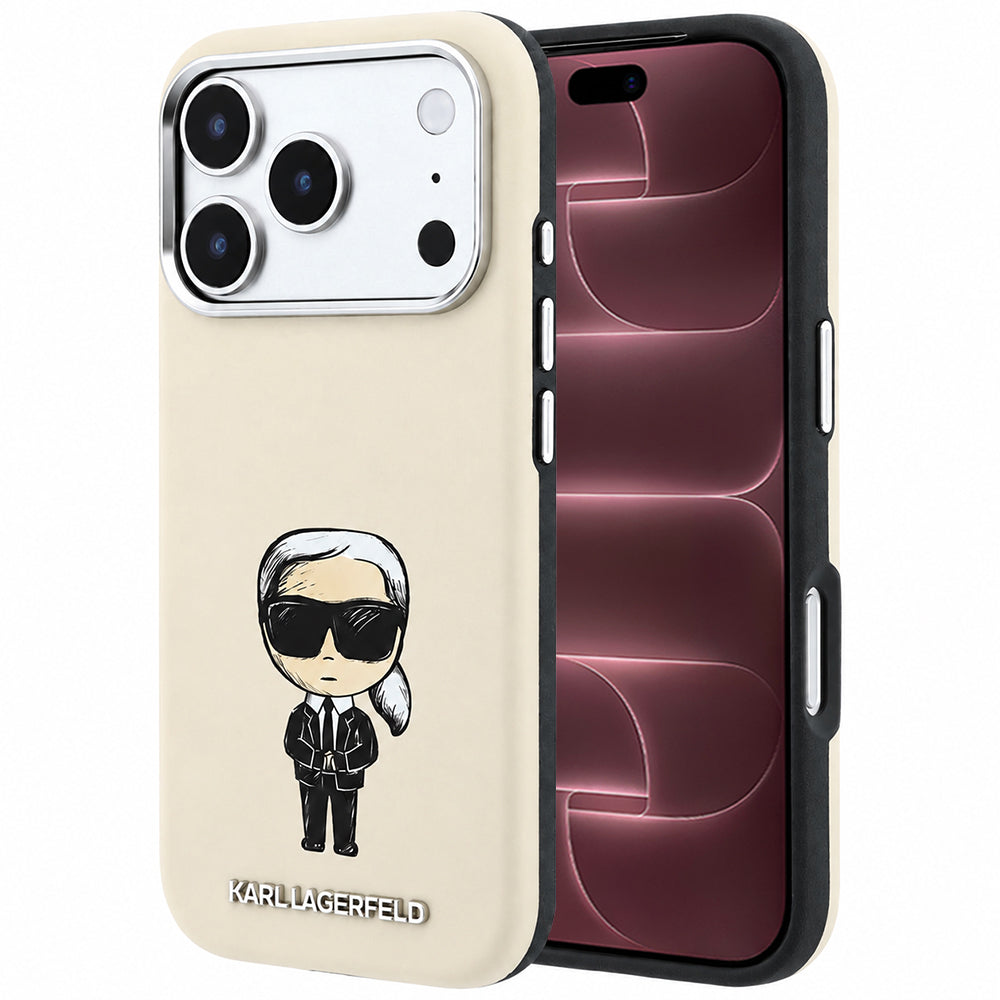 Калъф MagSafe за Apple iPhone 18 Pro Max / 17 Pro Max, Karl Lagerfeld, Ikonik Sketch, Бежов