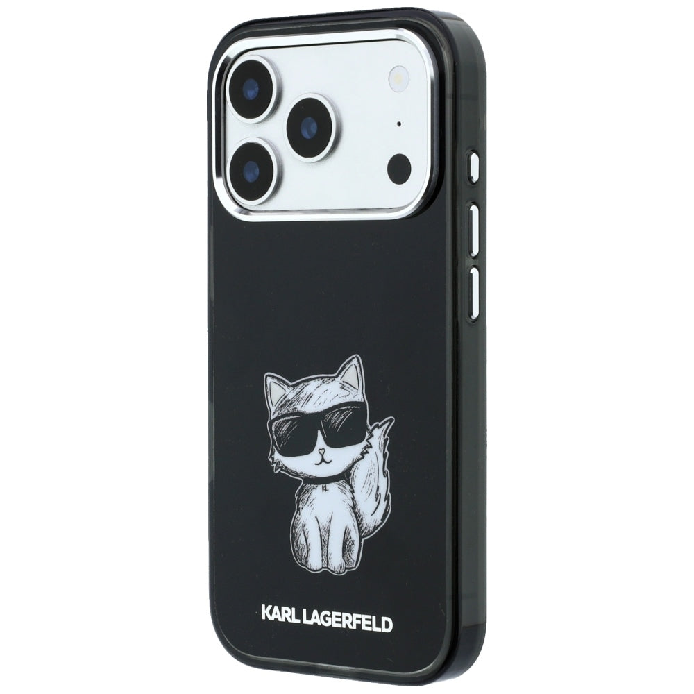 Калъф MagSafe за Apple iPhone 18 Pro Max / 17 Pro Max, Karl Lagerfeld, IML Choupette Body Sketch Print, Черен
