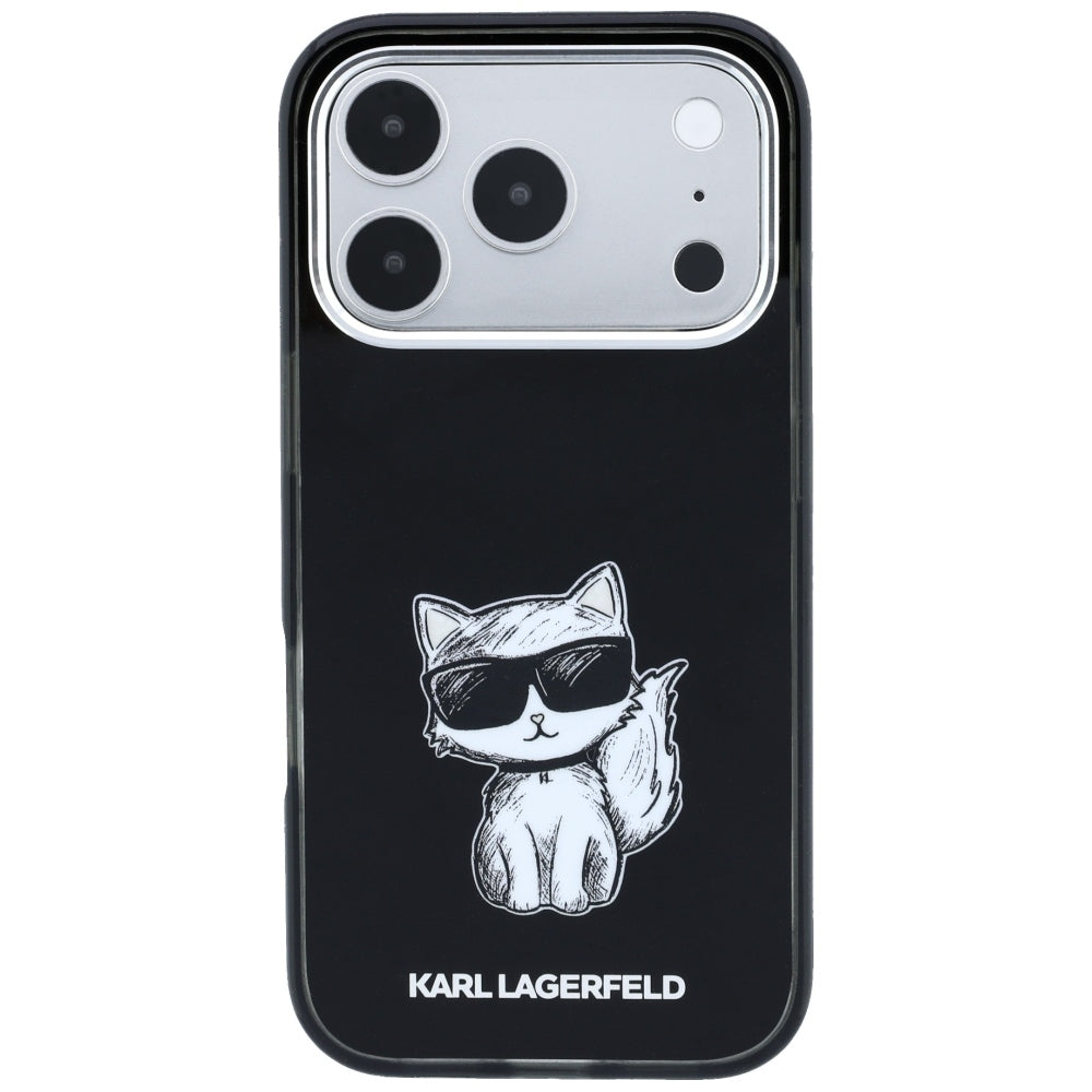 Калъф MagSafe за Apple iPhone 18 Pro Max / 17 Pro Max, Karl Lagerfeld, IML Choupette Body Sketch Print, Черен