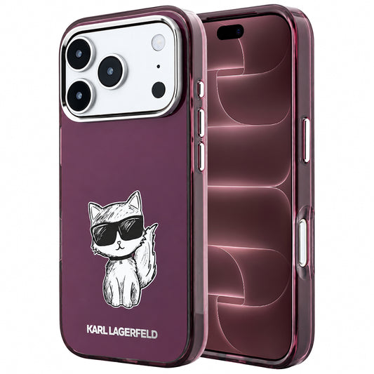 Калъф MagSafe за Apple iPhone 18 Pro Max / 17 Pro Max, Karl Lagerfeld, IML Choupette Body Sketch Print, Бордо