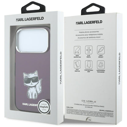 Калъф MagSafe за Apple iPhone 18 Pro Max / 17 Pro Max, Karl Lagerfeld, IML Choupette Body Sketch Print, Бордо