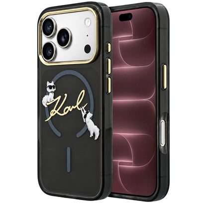 MagSafe Case for Apple iPhone 18 Pro Max / 17 Pro Max, Karl Lagerfeld, IML Choupette Karl Script Logo, Black