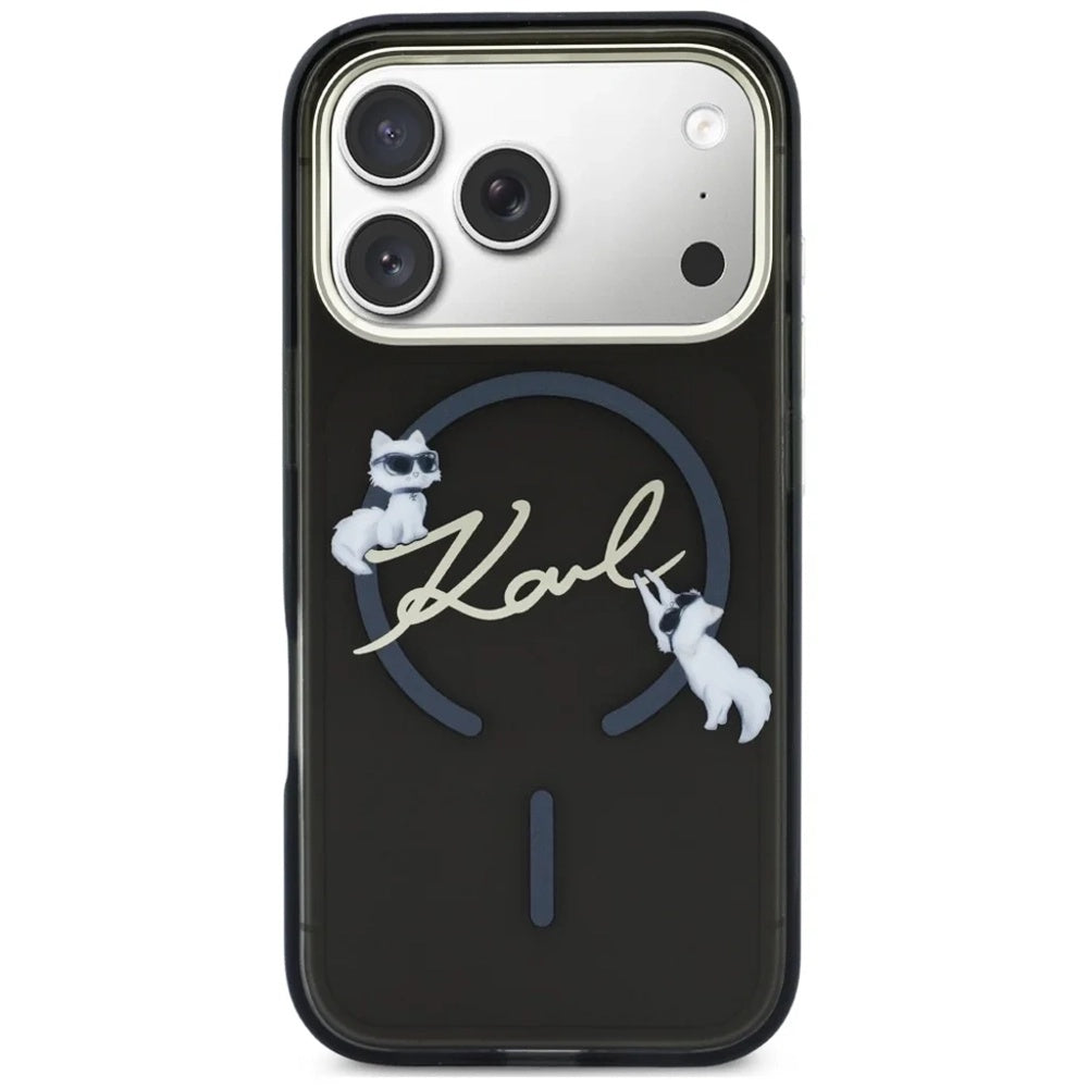 MagSafe Case for Apple iPhone 18 Pro Max / 17 Pro Max, Karl Lagerfeld, IML Choupette Karl Script Logo, Black