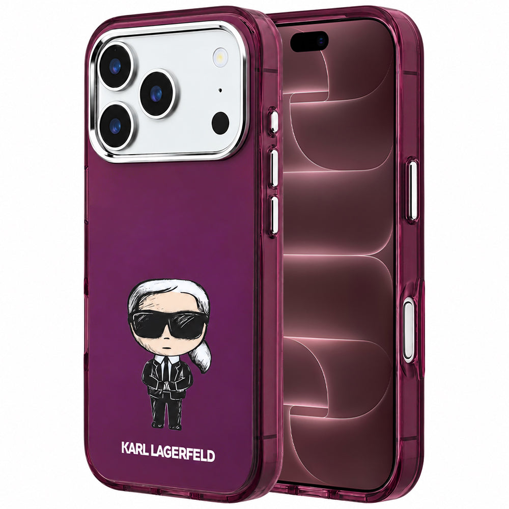 MagSafe Case for Apple iPhone 18 Pro Max / 17 Pro Max, Karl Lagerfeld, IML Ikonik Sketch Print, Burgundy