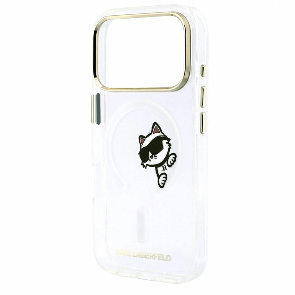 MagSafe Case for Apple iPhone 18 Pro Max / 17 Pro Max, Karl Lagerfeld, IML Peekaboo Print and Metal Frame, Transparent