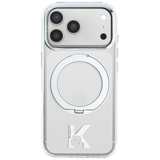 MagSafe Case for Apple iPhone 18 Pro Max / 17 Pro Max, Karl Lagerfeld, IML Ring Stand Kameo Metal, Transparent